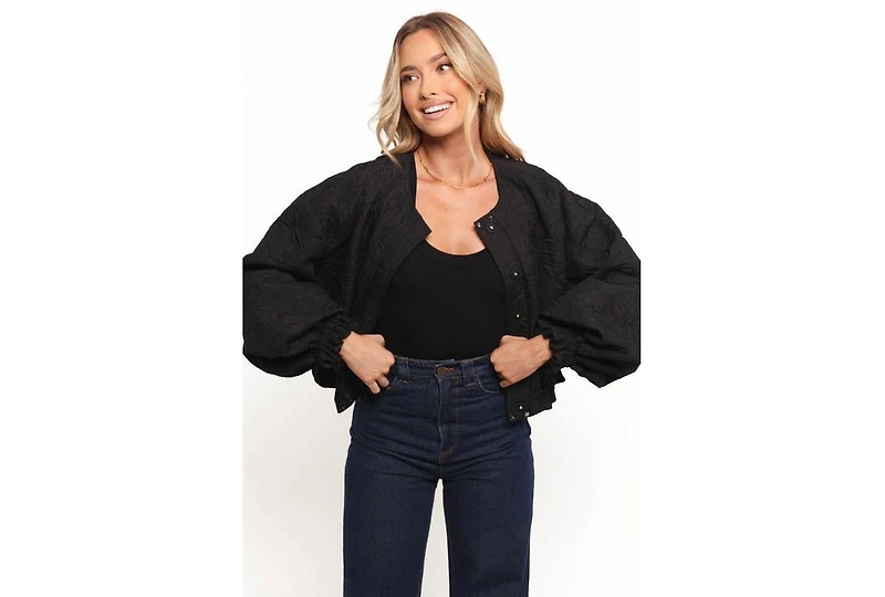 Petal and Pup Women's Yuki Tonal Embroidered Flower Jacket - Black L