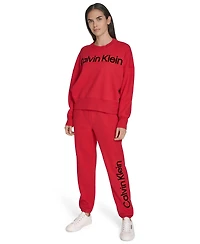 Calvin Klein Women's Performance Flocked Logo Pull-On Sweatshirt