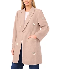 CeCe Women's Peak Lapel Single Breasted Long Sleeve Coat