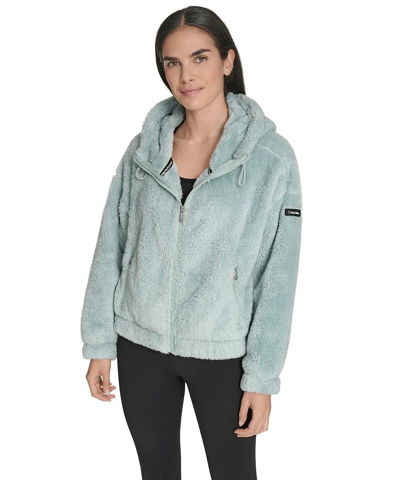 Calvin Klein Women's Performance Oversized Hooded Sherpa Jacket