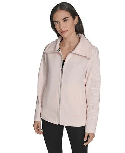 Calvin Klein Women's Active Tech Fleece Mock-Neck Jacket