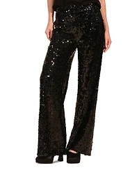 Isaac Mizrahi Women's Sequin Wide Leg Pants