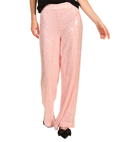 Isaac Mizrahi Women's Sequin Wide Leg Pants