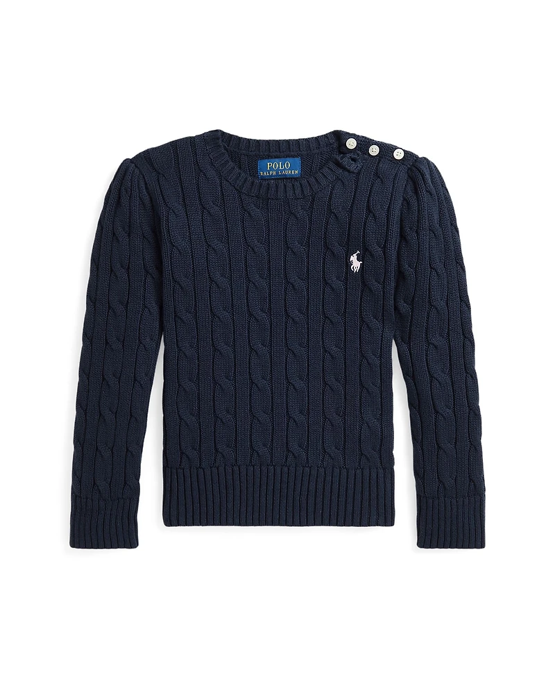 Polo Ralph Lauren Girls 2T-6X Crewneck Cable Knit Sweater
