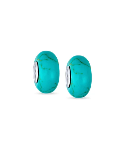 Bling Jewelry Set of 2 Natural Stone Spacer Bead Charm .925 Sterling Silver