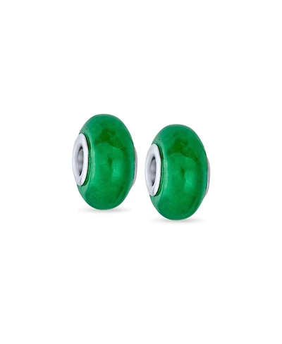 Bling Jewelry Set of 2 Natural Stone Spacer Bead Charm Bead .925 Sterling Silver