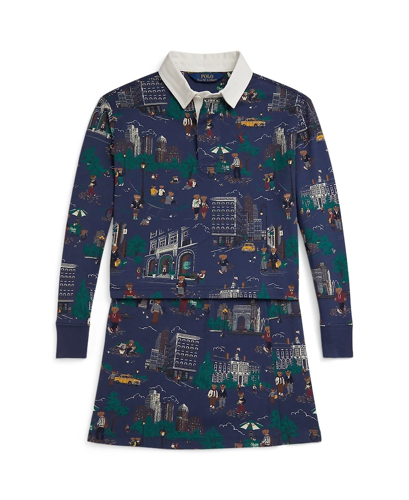 Polo Ralph Lauren Girls 7-16 2-Pc. Boxy-Fit Rugby Shirt and Wrap-Effect Skort Set