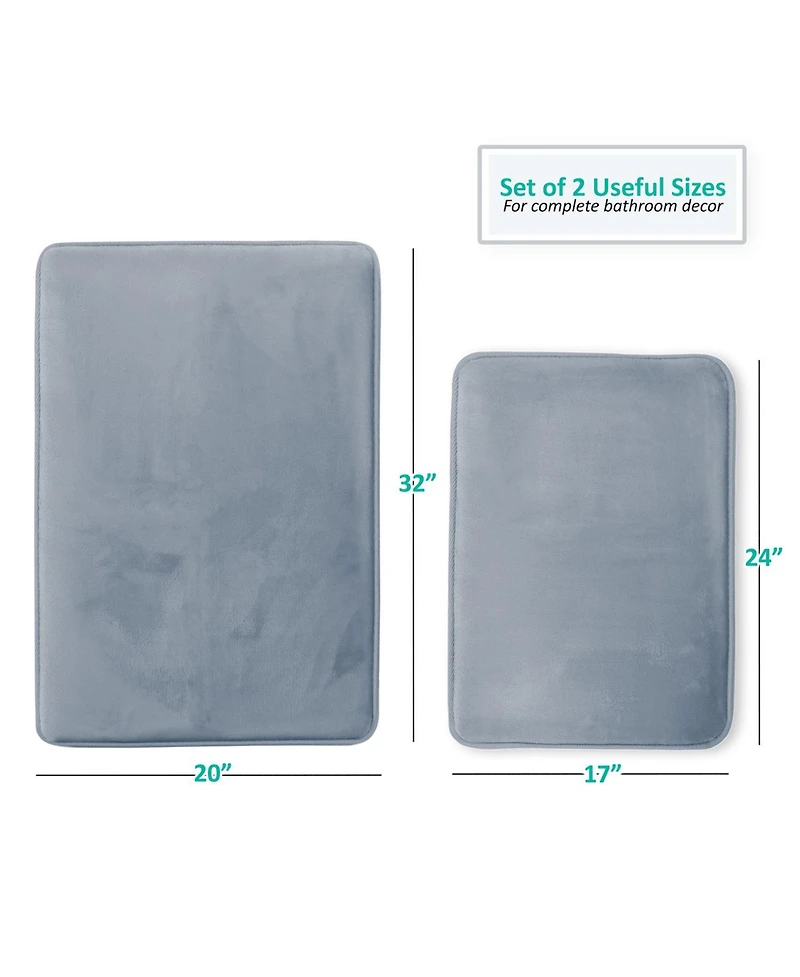 Clara Clark 2 Piece Ultra Soft Non-Slip Plush Memory Foam Bath Rug Set - Small & Large