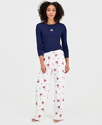 Hippie Rose Juniors' Ribbed Long-Sleeve Embroidered Top