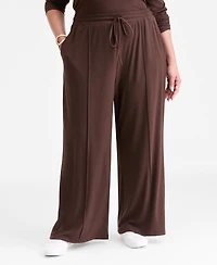 I.n.c. International Concepts Plus Ribbed Wide-Leg Drawstring Pants, Macy's Exclusive