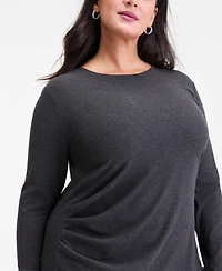 I.n.c. International Concepts Plus Ribbed Asymmetrical-Hem Top, Macy's Exclusive