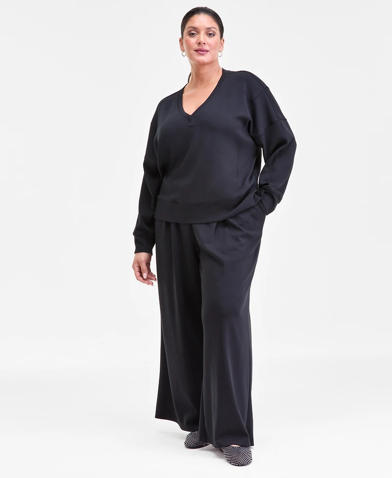 I.n.c. International Concepts Plus V-Neck Knit Long-Sleeve Top, Macy's Exclusive