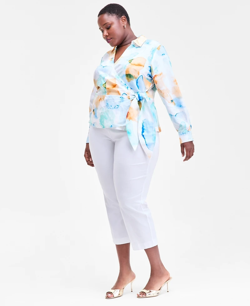 I.n.c. International Concepts Plus Printed Wrap Top, Macy's Exclusive