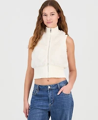 Planet Heart Juniors' Mock-Neck Faux-Fur Vest