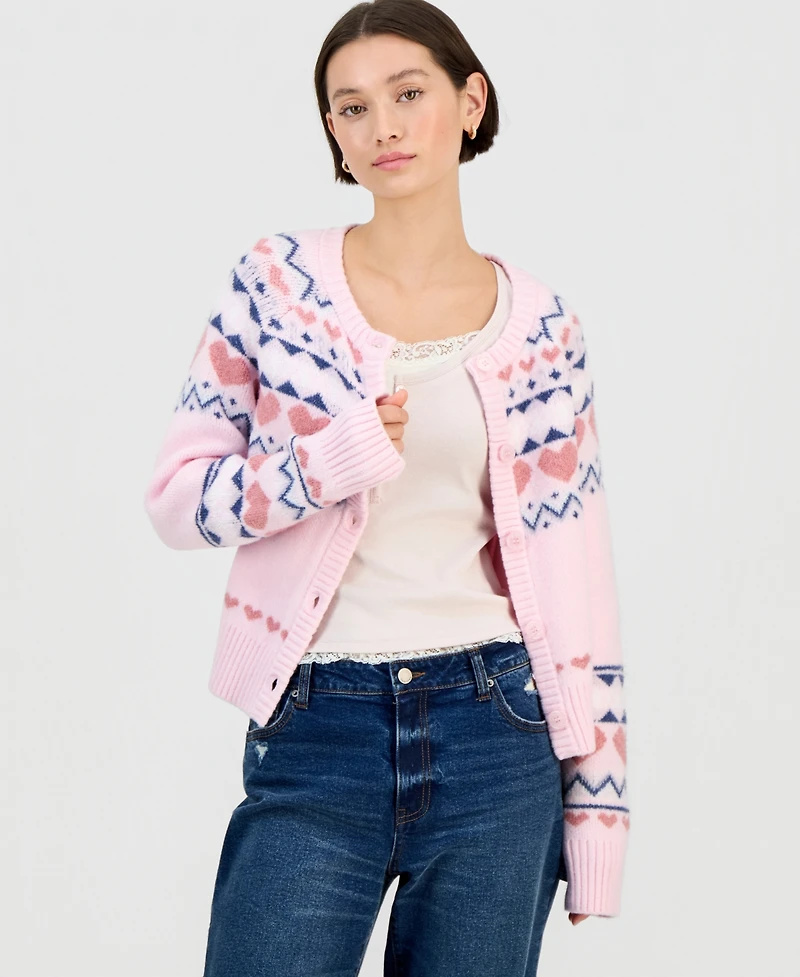 Planet Heart Juniors' Fair Isle Cardigan Sweater