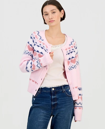 Planet Heart Juniors' Fair Isle Cardigan Sweater