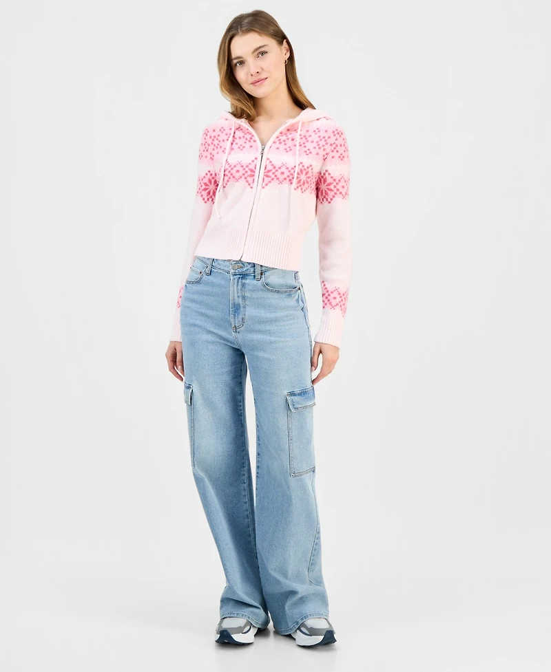 Madden Girl Juniors' Fair Isle Zippered Hoodie