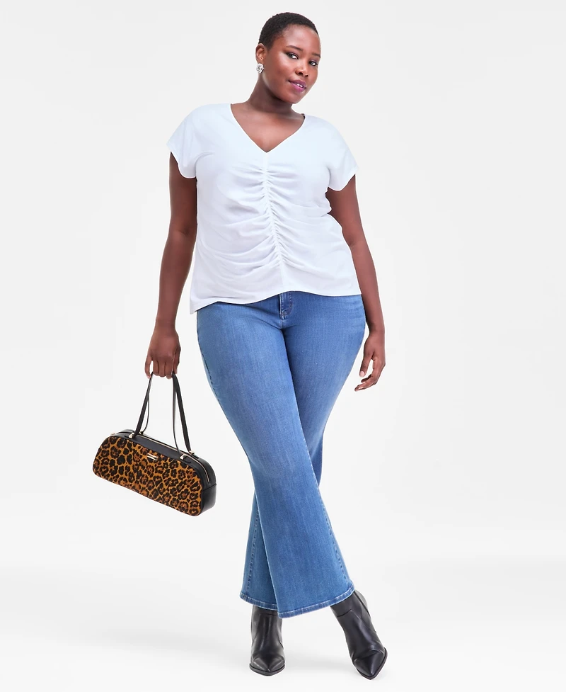 I.n.c. International Concepts Plus Cotton Ruched Top, Macy's Exclusive