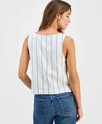 Hippie Rose Juniors' Square-Neck Linen Tank Top