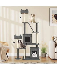 Gymax 71'' Tall Cat Tree for Indoor Cats Modern Multi-Level Cat Tower Activity Center