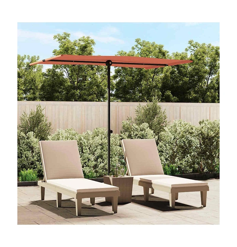 Garden Parasol Terracotta Polyester, Aluminum Medium