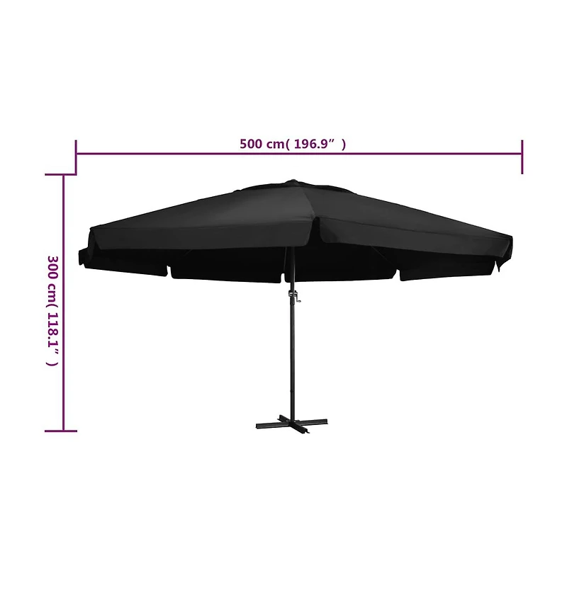 Garden Parasol Black Polyester fabric with Pa coating, Aluminum