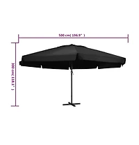 Garden Parasol Black Polyester fabric with Pa coating, Aluminum