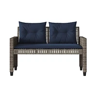 vidaXL 4 Piece Patio Sofa Set with Cushions Gray Poly Rattan Glass