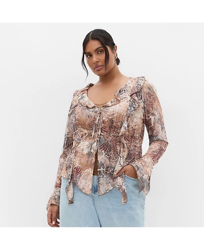 City Chic Women's Vivid Mesh Print Top