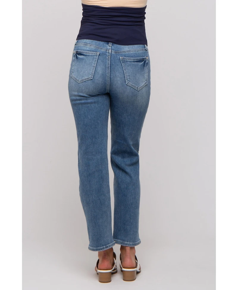 Pinkblush Blue Straight Crop Maternity Jeans