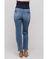 Pinkblush Blue Straight Crop Maternity Jeans