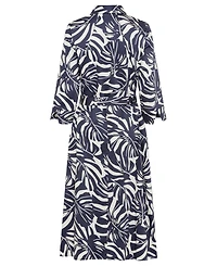 Olsen Women's Palm Print A-Line Midi Shirt Dress