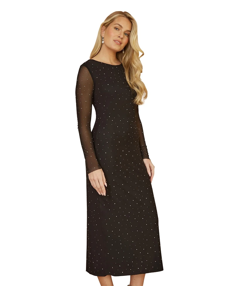Yumi Women's Sparkle Mesh Bodycon Midi Dress
