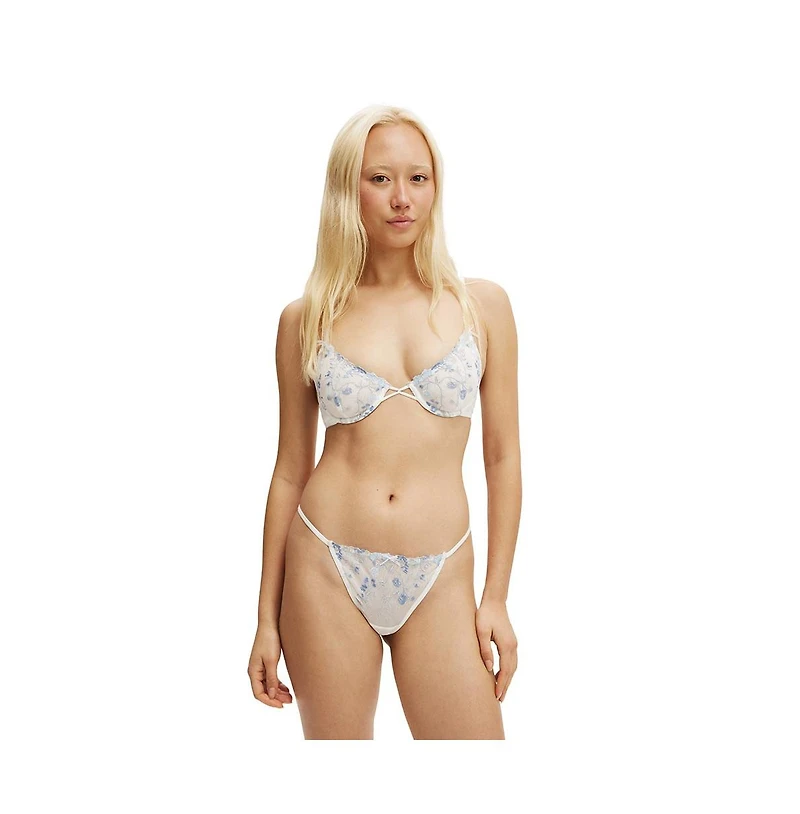 Cotton On Women's Margot Embroidered Mesh Underwire Bra