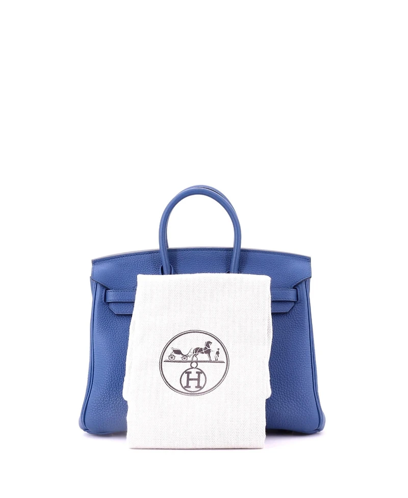 Pre-Owned Hermes irkin 25 Handbag Blue Togo with Gold Hardware