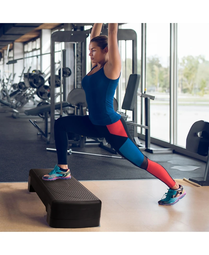 BalanceFrom Fitness Adjustable Workout Aerobic Step Platform Trainer w/Raisers