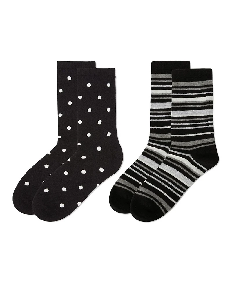 MeMoi Women's 2 Pair Pack Cashmere Blend Crew Socks