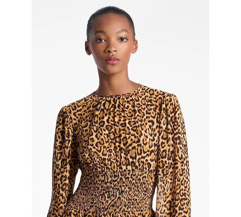 Michael Kors Women's Long Sleeve Smocked Maxi Dress