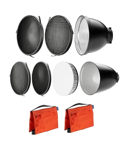 Westcott 70-Degree Wide Reflector with Honeycomb Grids, Bundle with 45-Degree Reflector and 2x Saddle Sandbag