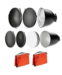 Westcott 70-Degree Wide Reflector with Honeycomb Grids, Bundle with 45-Degree Reflector and 2x Saddle Sandbag