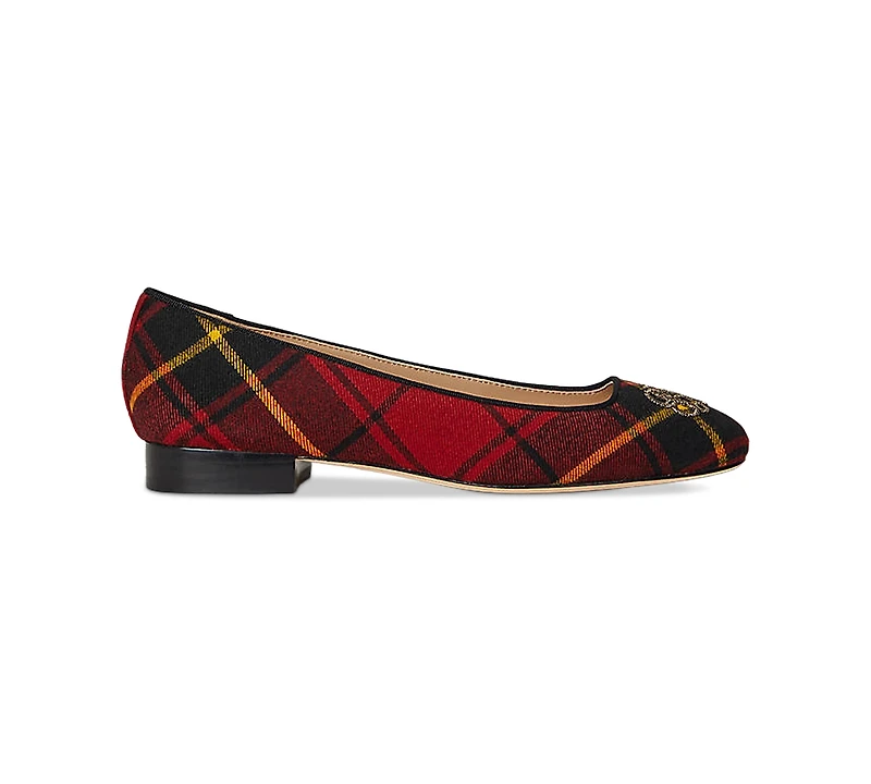 Lauren Ralph Women's Emellie Logo Plaid Ballet Flats