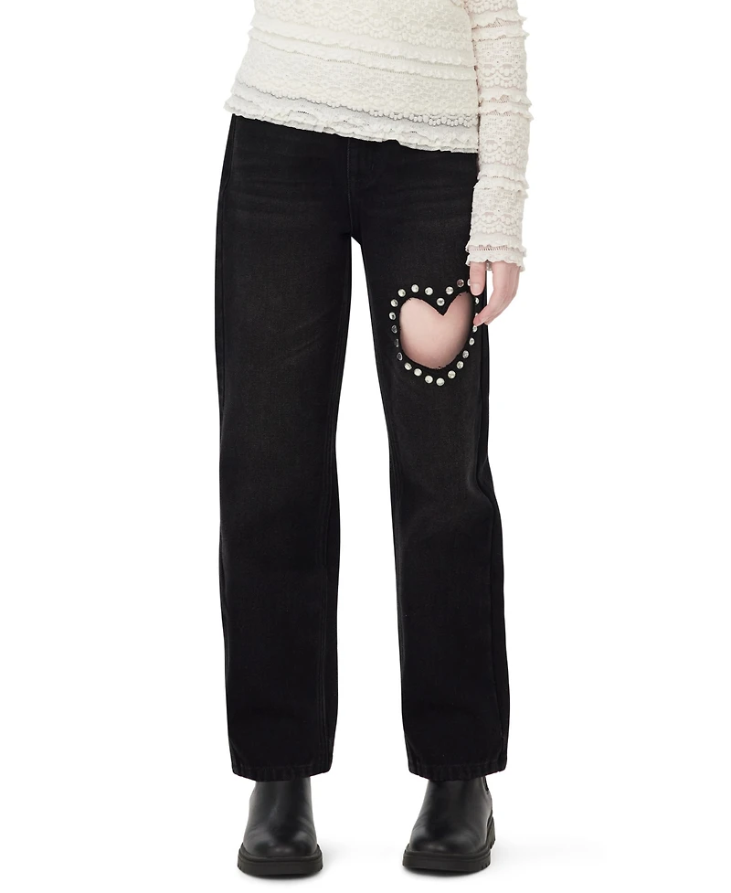 Habitual Kid Girls 7-20 Heart Cutout Straight Leg Jeans