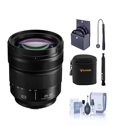 Panasonic Lumix S 24-60mm f/2.8 Lens for L Mount, Bundle with 77mm Filter Kit, Lens Case, Cleaning Kit and Lens Cap Tether