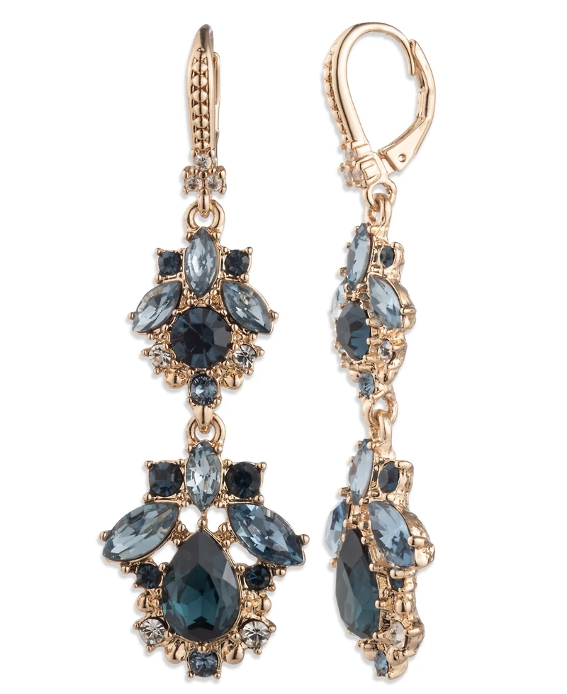 Marchesa Glass & Epoxy Stone Gold-Tone Double Drop Earrings