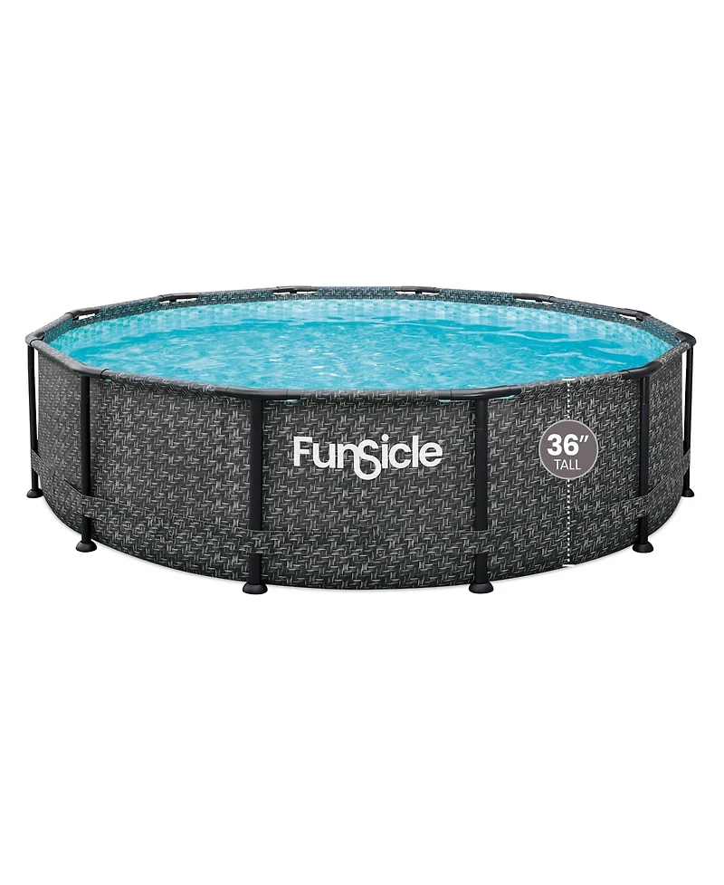 Funsicle 12' x 36" Oasis Designer Round Above Ground Pool, Dark Herringbone