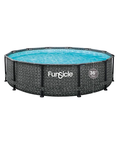 Funsicle 12' x 36" Oasis Designer Round Above Ground Pool, Dark Herringbone