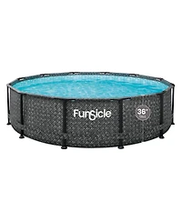 Funsicle 12' x 36" Oasis Designer Round Above Ground Pool, Dark Herringbone