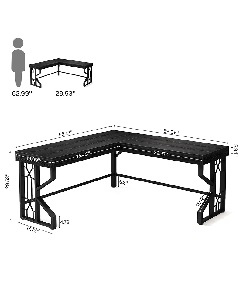 Tribesigns Modern L Shaped Gaming Desk, Corner Desk Gaming Table, Computer Desk Sturdy Writing Workstation