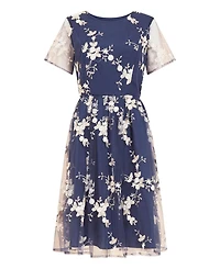 Yumi Women's Embroidered Floral Skater Dress