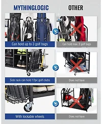 Mythinglogic Golf Storage Garage Organizer, Golf Bag Storage Stand and Other Golfing Equipment Rack, Extra Storage Rack for Golf Clubs